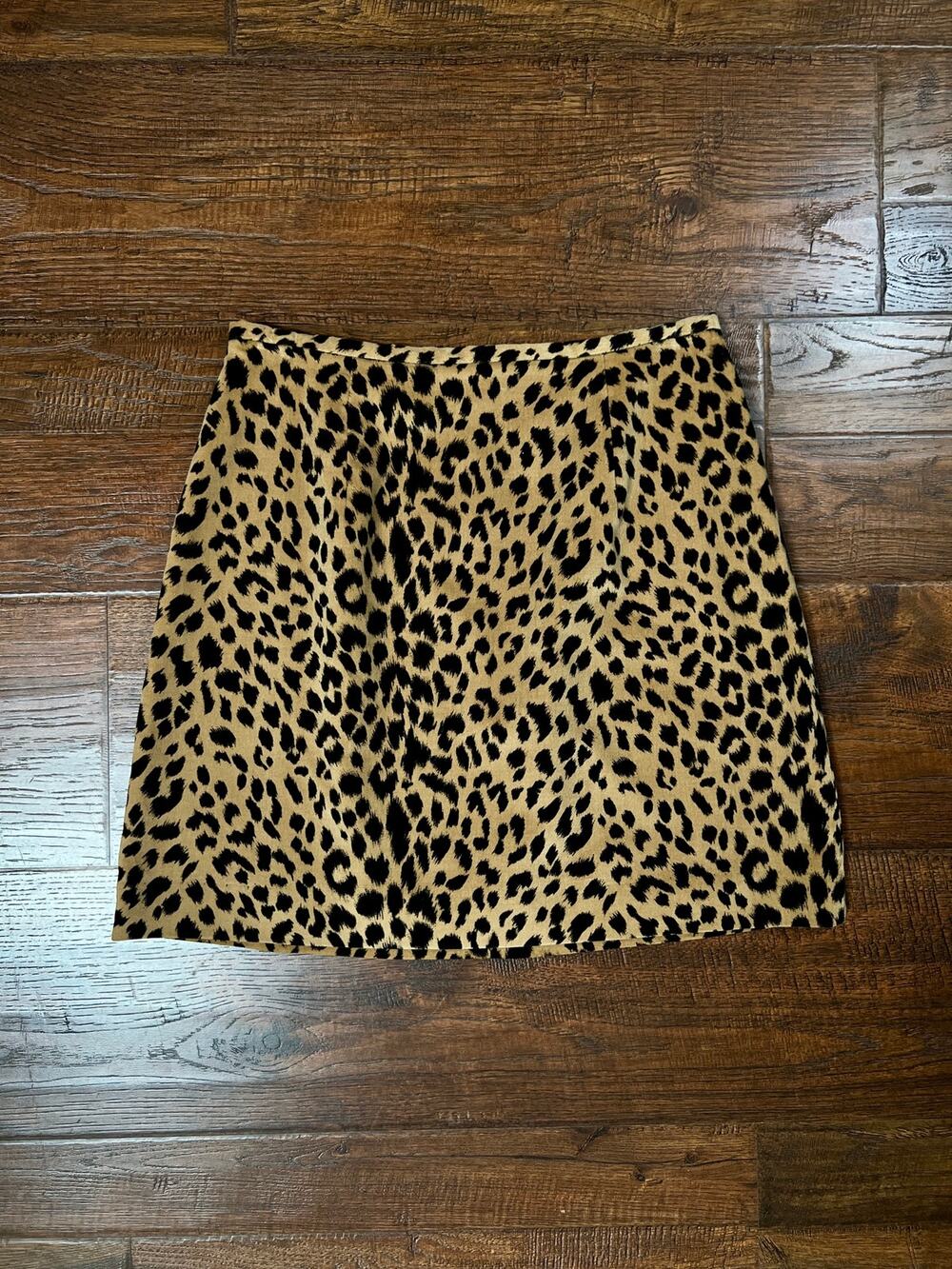 Vintage Cotton Leopard Print Fitted Skirt Ann Taylor Loft Animal Print Medium